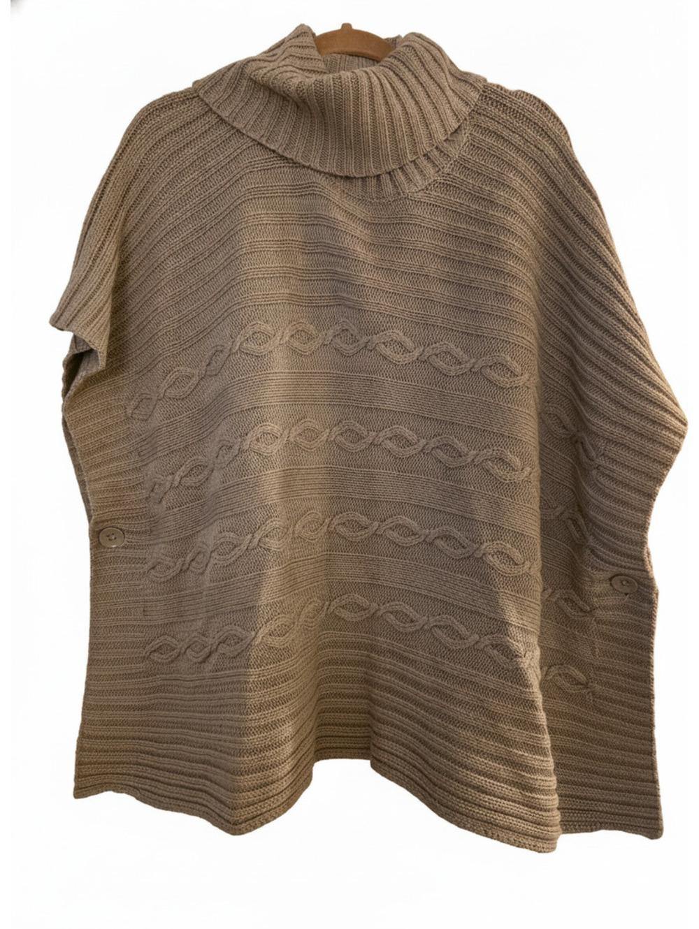 EUC Gap Women's Taupe Knit Turtleneck Poncho Sweater M/L
